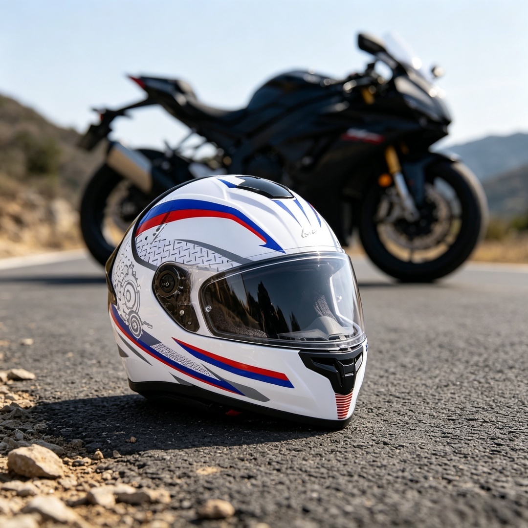 Mountain Biking Full Face Helmet - Kask motocyklowy unisex, pełnotwarzowy, z certyfikatem