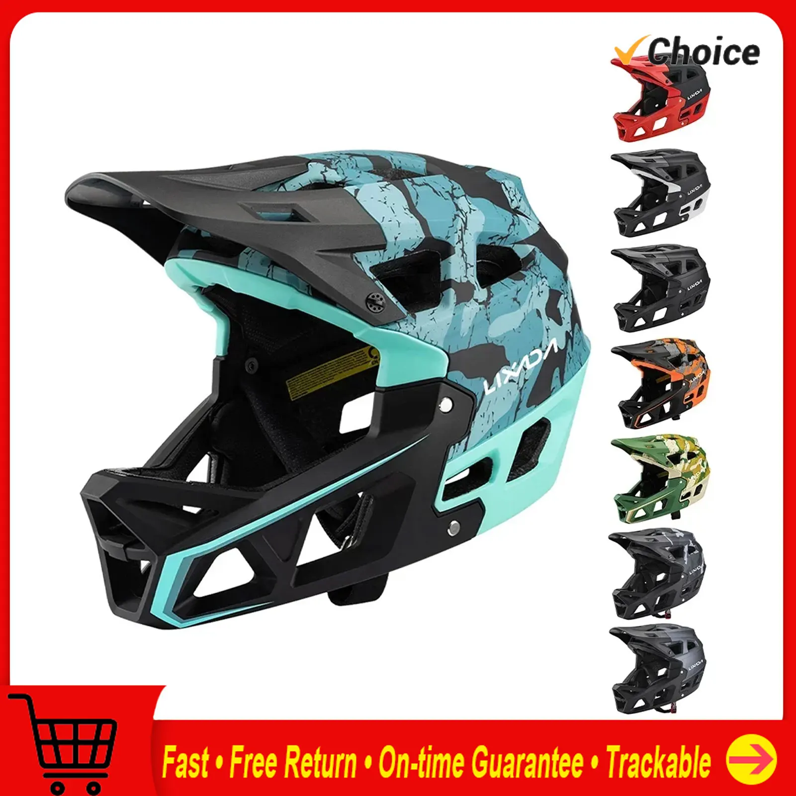 Mountain Biking Full Face Helmet - Kask rowerowy górski, pełnotwarzowy, do downhillu,